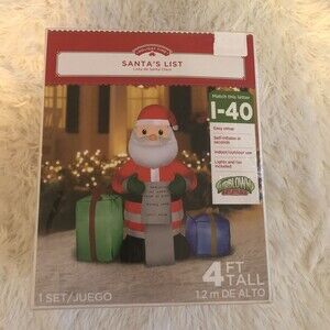 New Holiday Time Santa’s List 4Ft Tall Airblown Inflatable